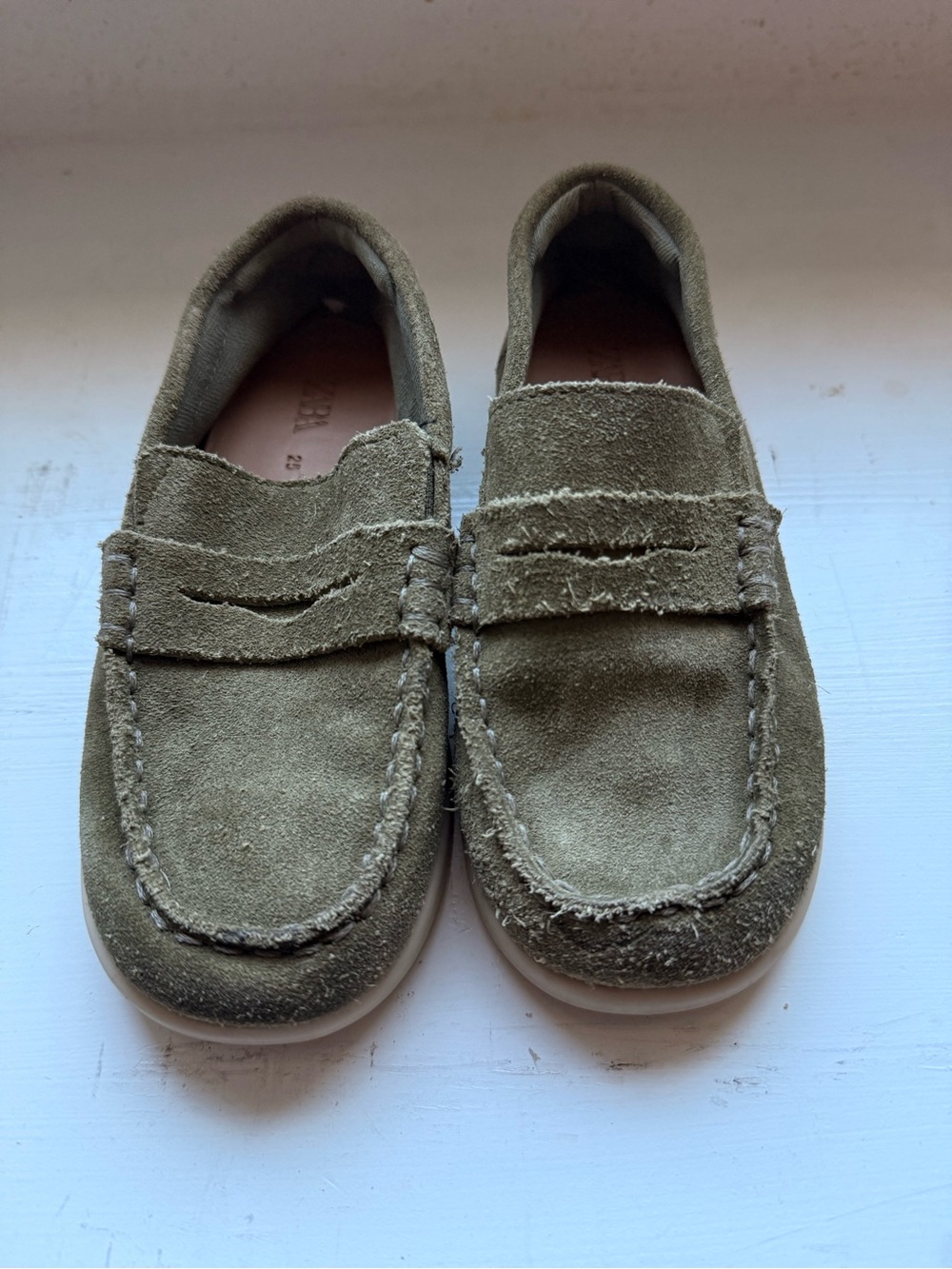 Zara Kids Olive Green Suede Loafers
